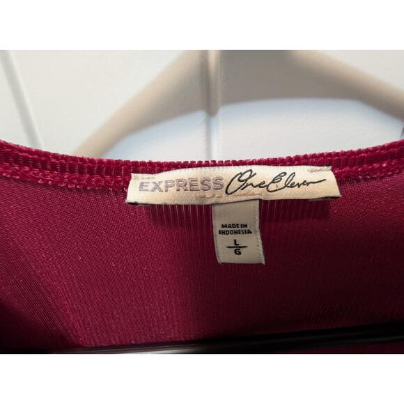 Express Red Velour Dressy Casual Wine Colored Blouse Wrap Top Tie Back Size L - Picture 3 of 10
